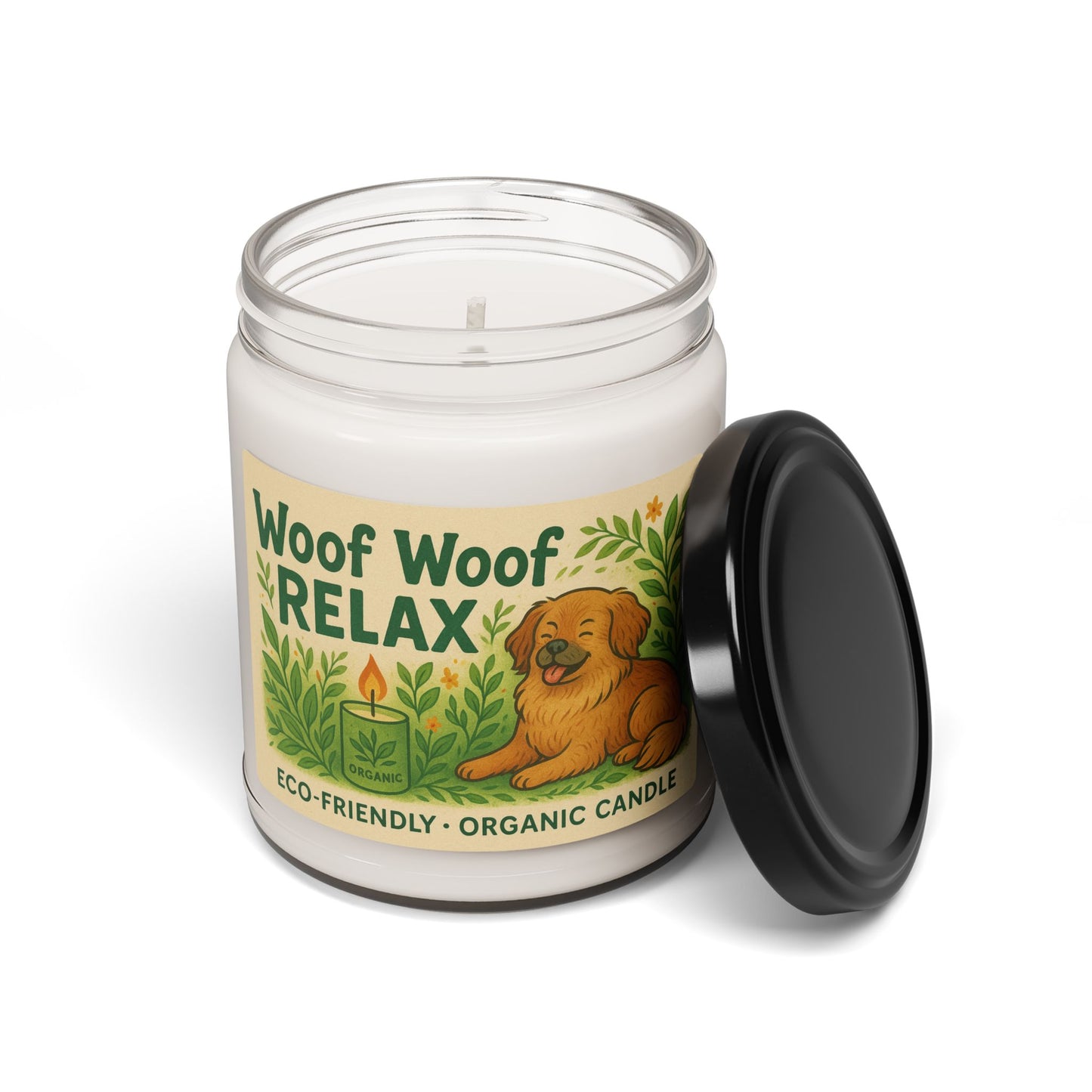 Eco-Friendly Woof Woof Relax Scented Soy Candle, 9oz - Perfect for Dog Lovers