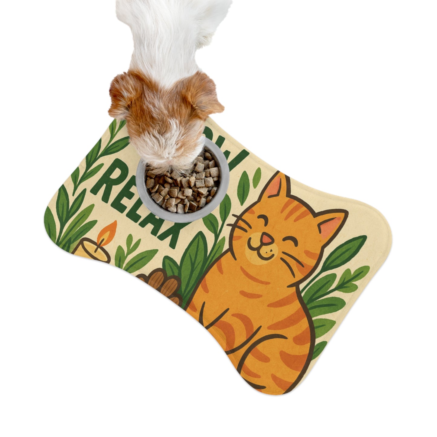 Charming Pet Feeding Mat - 'Meow and Relax' Design for Cats