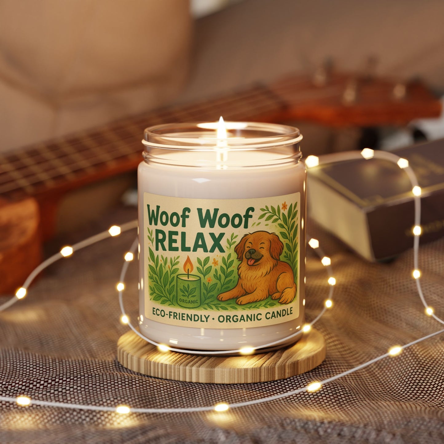 Eco-Friendly Woof Woof Relax Scented Soy Candle, 9oz - Perfect for Dog Lovers