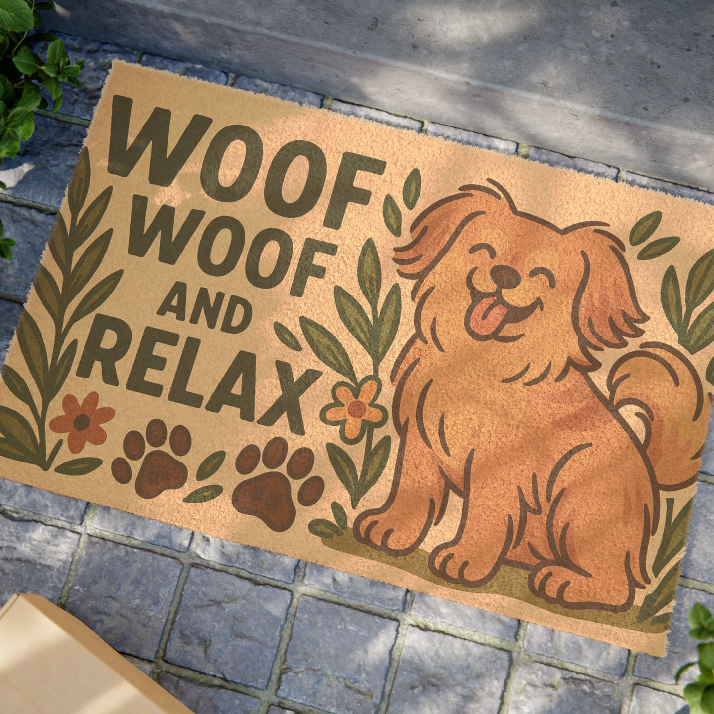 Woof Woof and Relax Doormat -  Eco-friendly coconut coir fiber material