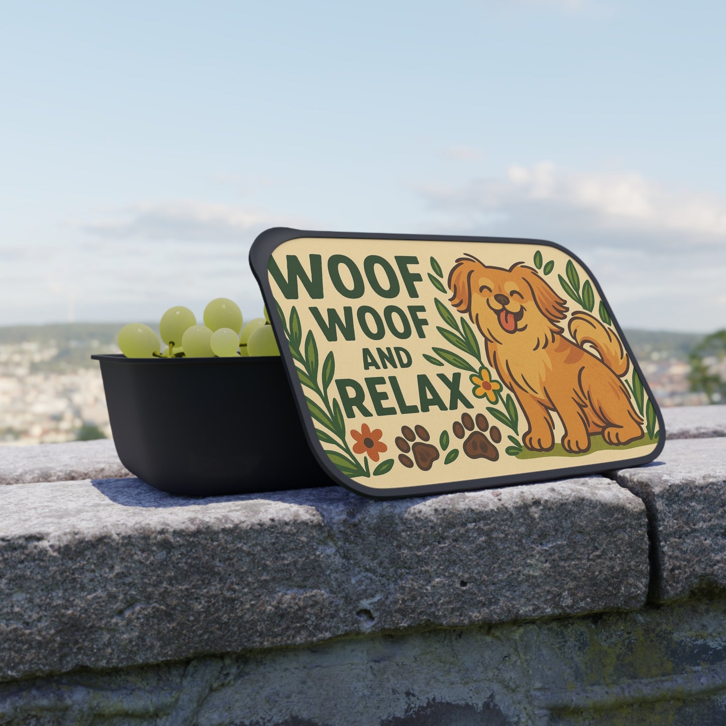 Woof Woof Relax Bento Box with Utensils - Fun Pet-Themed Lunch Container Eco-friendly PLA material