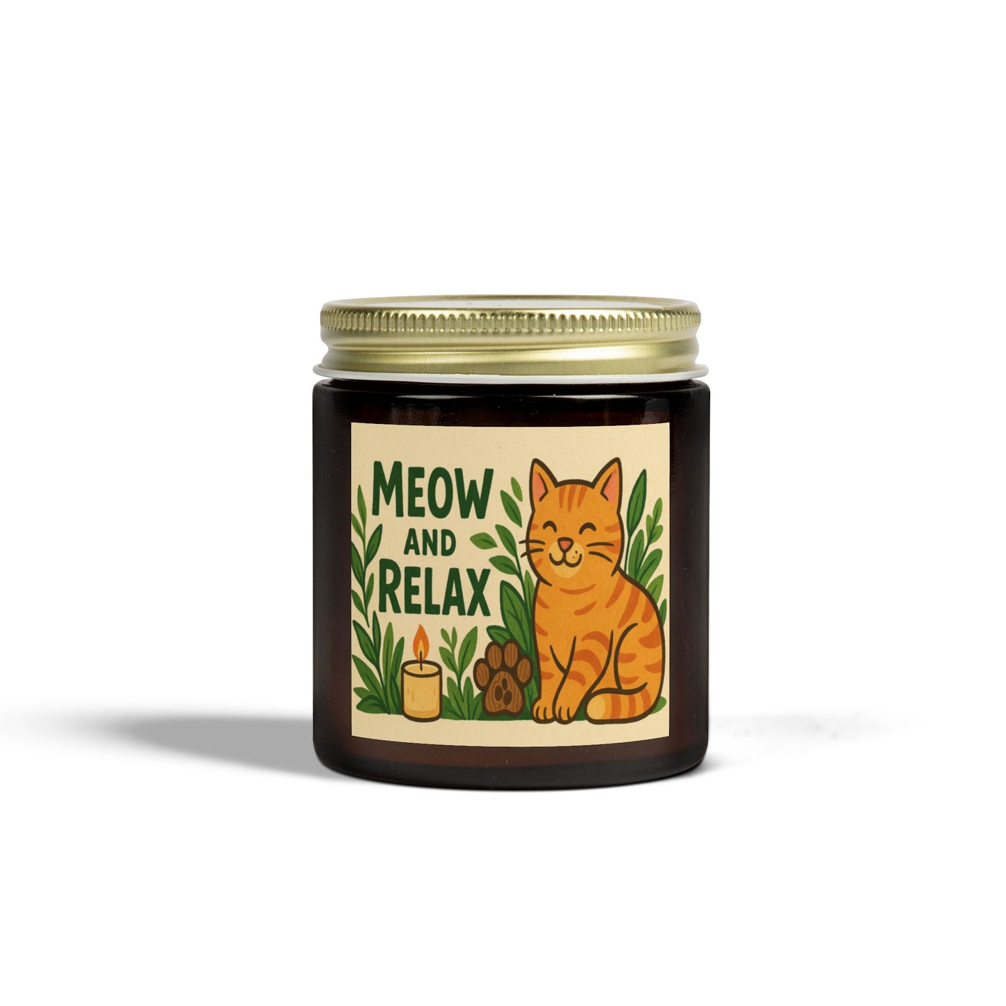 Eco-friendly Coconut Apricot Scented Candle - 'Meow and Relax' - Cat Lover Gift