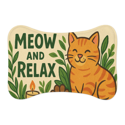 Charming Pet Feeding Mat - 'Meow and Relax' Design for Cats