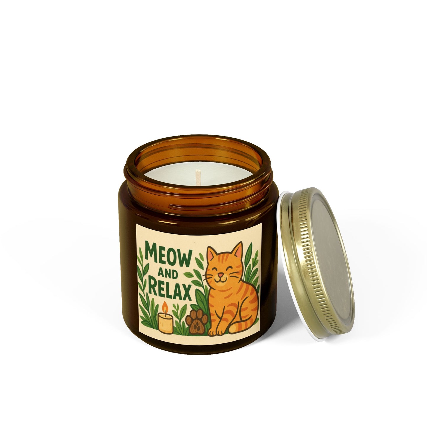 Eco-friendly Coconut Apricot Scented Candle - 'Meow and Relax' - Cat Lover Gift