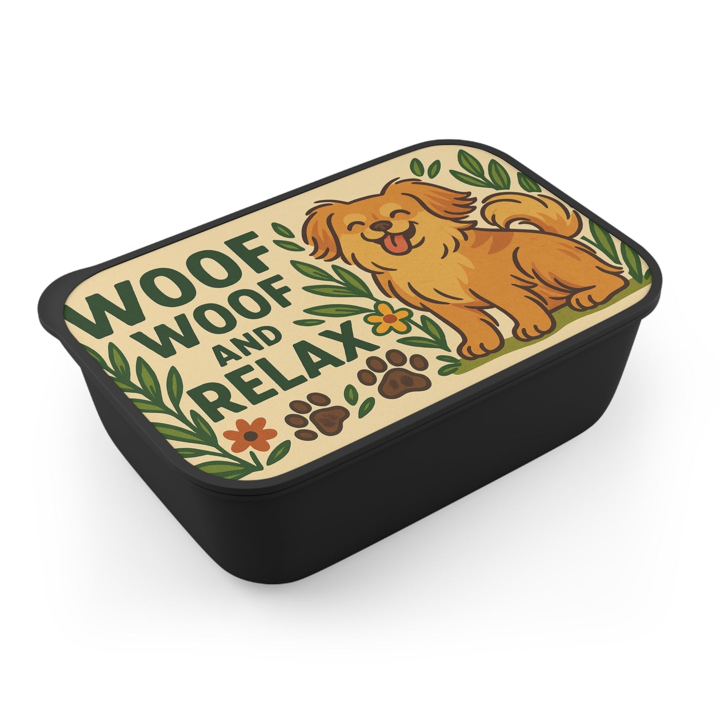Woof Woof Relax Bento Box with Utensils - Fun Pet-Themed Lunch Container Eco-friendly PLA material