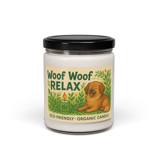 Eco-Friendly Woof Woof Relax Scented Soy Candle, 9oz - Perfect for Dog Lovers