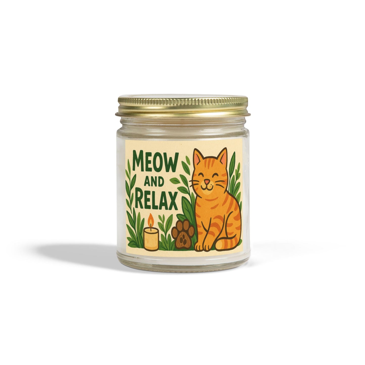 Eco-friendly Coconut Apricot Scented Candle - 'Meow and Relax' - Cat Lover Gift