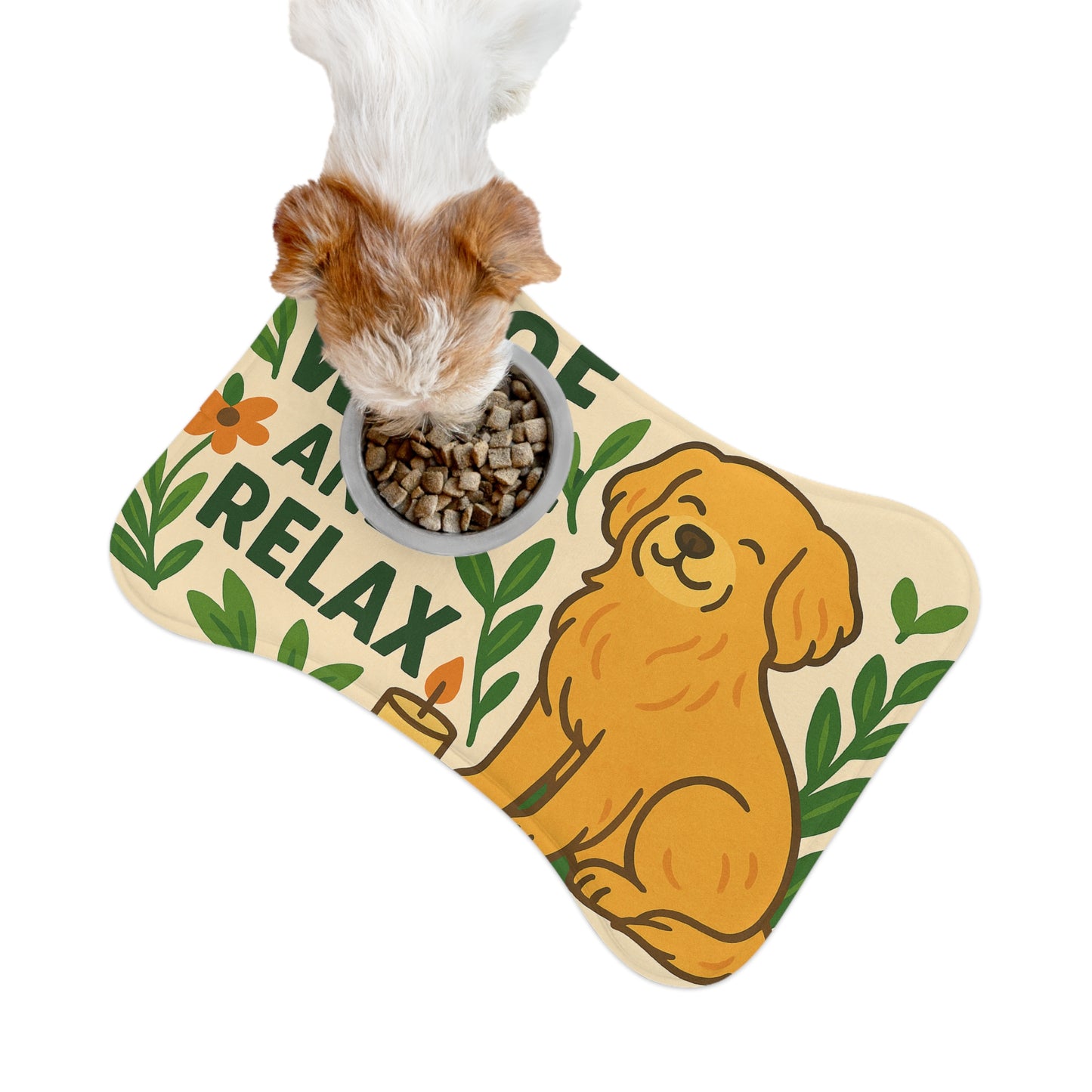 Whimsical Dog Feeding Mat - Woof Woof and Relax