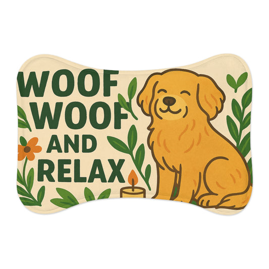 Whimsical Dog Feeding Mat - Woof Woof and Relax