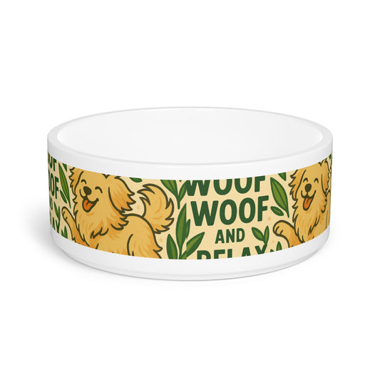 Playful Pet Bowl - 'Woof Woof and Relax' Design for Dog Lovers