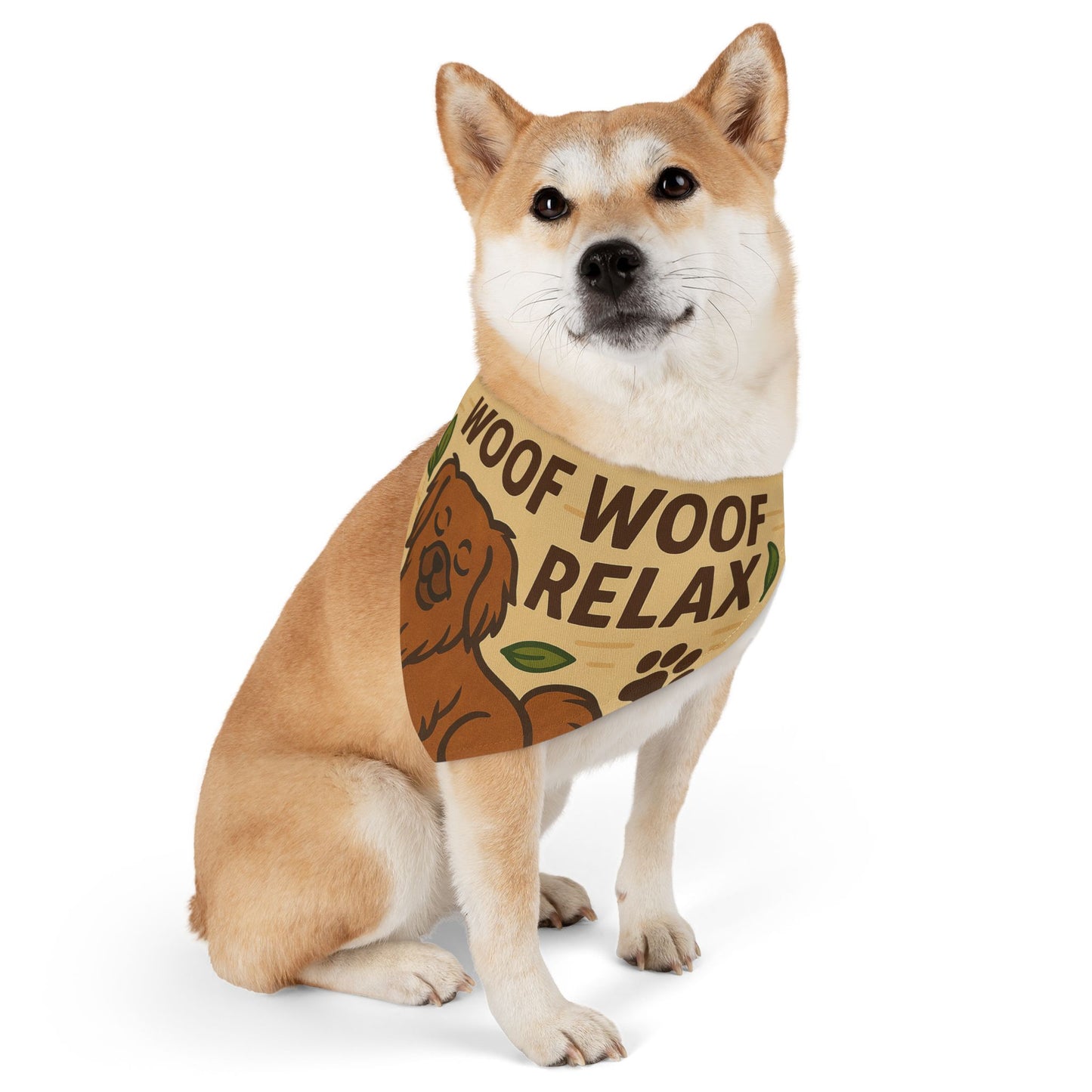 Woof Woof Relax Pet Bandana, Dog Accessory, Cute Dog Collar, Pet Gift for Dog Lovers, Dog Clothing for Celebrations
