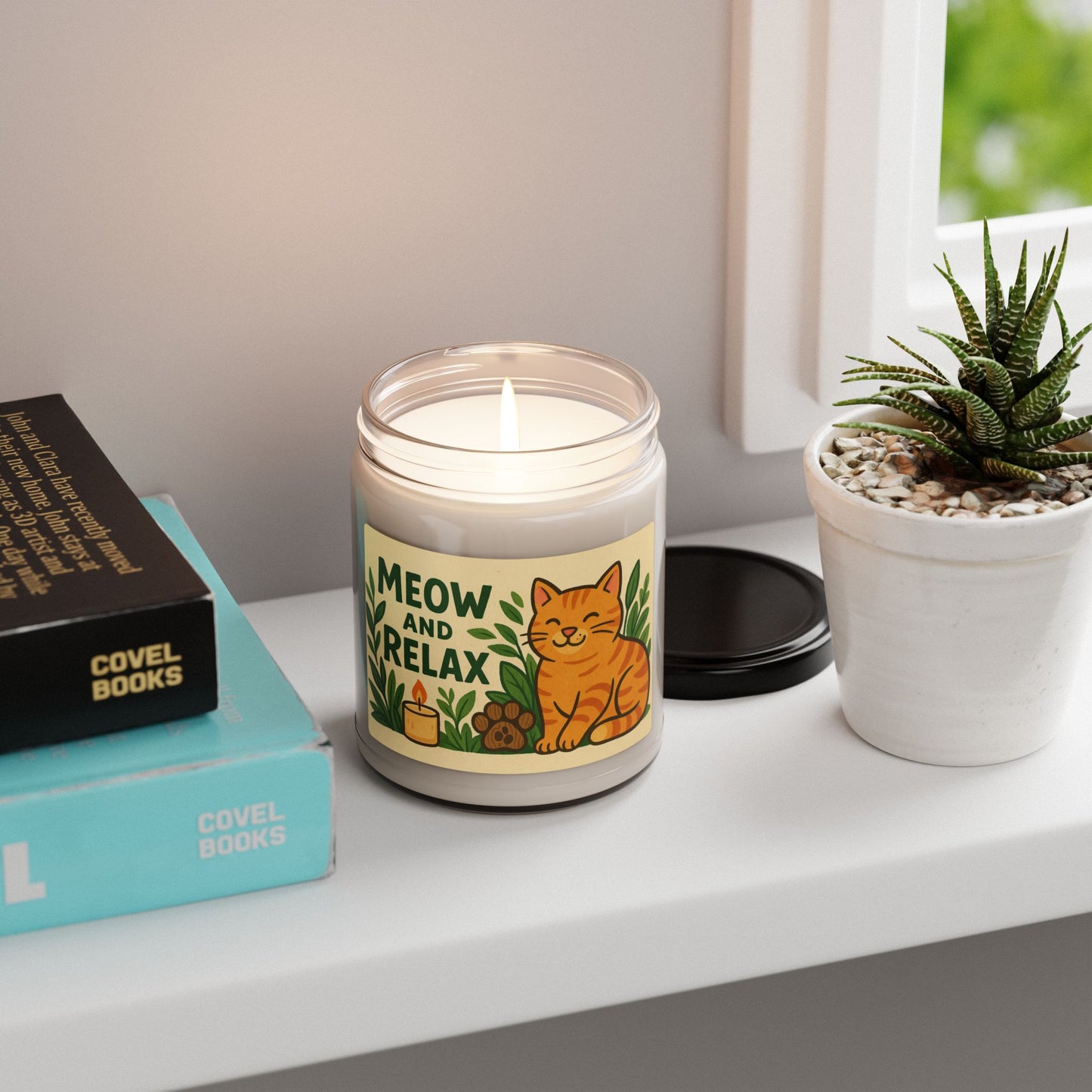 Eco-Friendly Meow Relax Scented Soy Candle, 9oz - Perfect for Cat Lovers